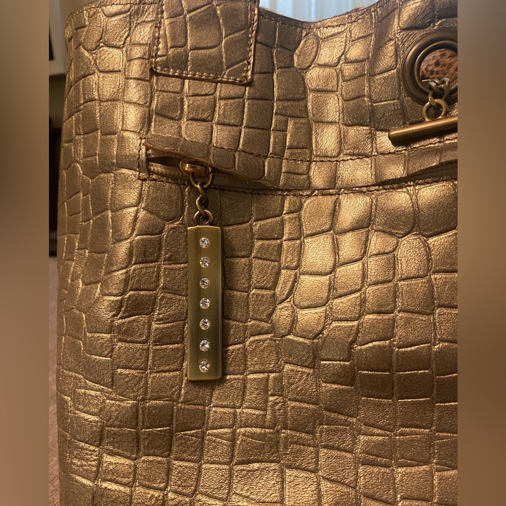 Angeleigh Anastasio Brown Snake Print Tote Bag Pony fur and metallic leather - Picture 8 of 13